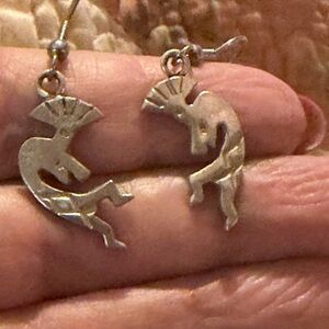 .925 Sterling Silver Kokopelli Earrings